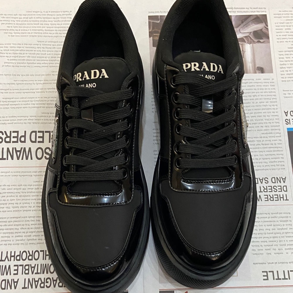 Prada Women's Glossy Black Sneakers